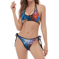 Rooster Painting Print Halter Scoop Tie Side Bikini
