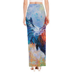 Rooster Painting Print High Slit Maxi Skirt