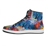 Rooster Painting Print High Top Leather Sneakers