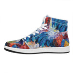 Rooster Painting Print High Top Leather Sneakers