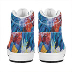 Rooster Painting Print High Top Leather Sneakers