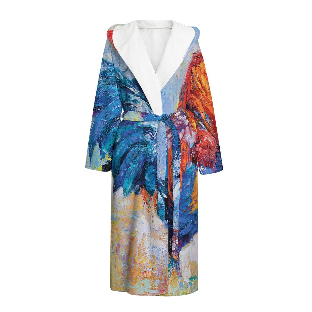 Rooster Painting Print Hooded Bathrobe