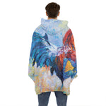 Rooster Painting Print Hoodie Blanket