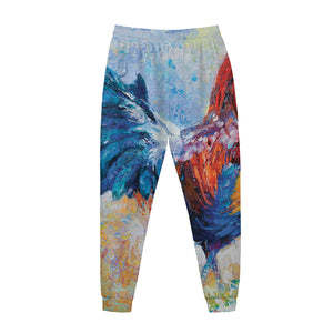 Rooster Painting Print Jogger Pants