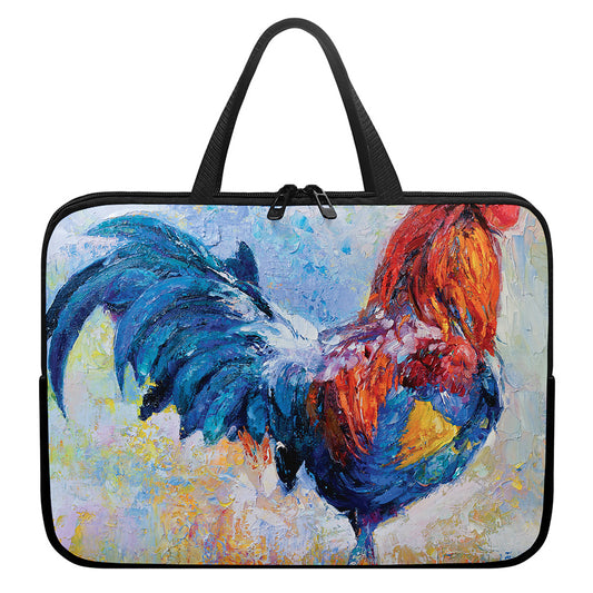 Rooster Painting Print Laptop Sleeve With Handle