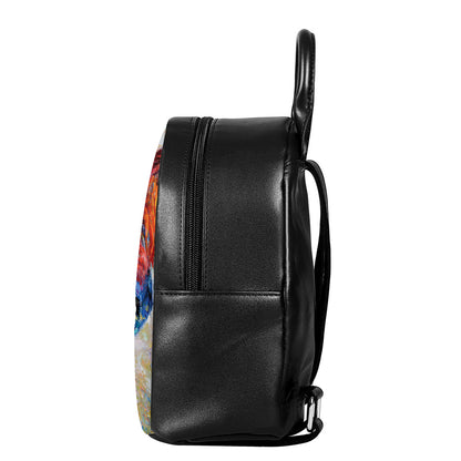 Rooster Painting Print Leather Backpack