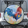 Rooster Painting Print Leather Spare Tire Cover