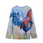 Rooster Painting Print Long Sleeve Short Coat