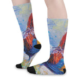 Rooster Painting Print Long Socks