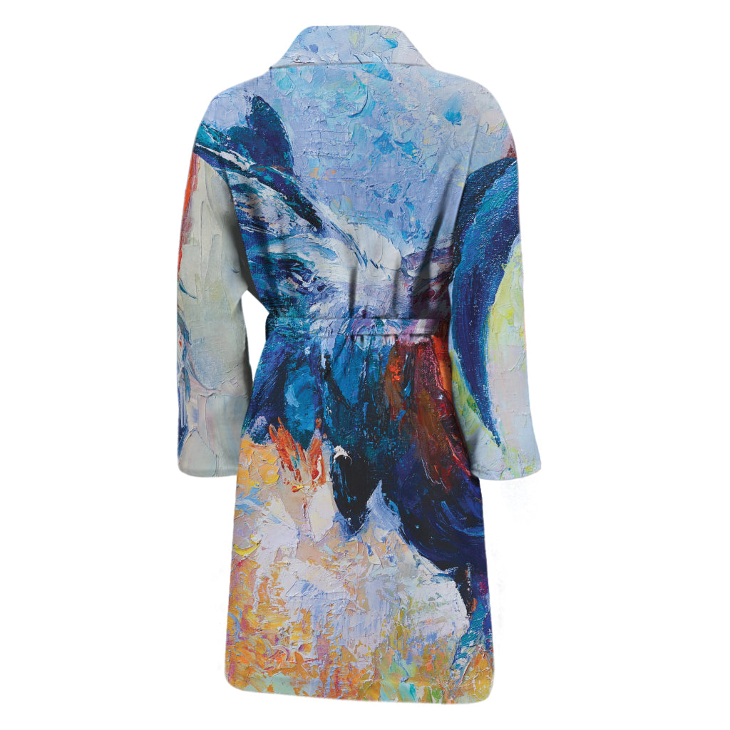 Rooster Painting Print Men's Bathrobe