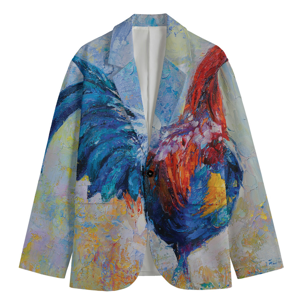 Rooster Painting Print Men's Blazer