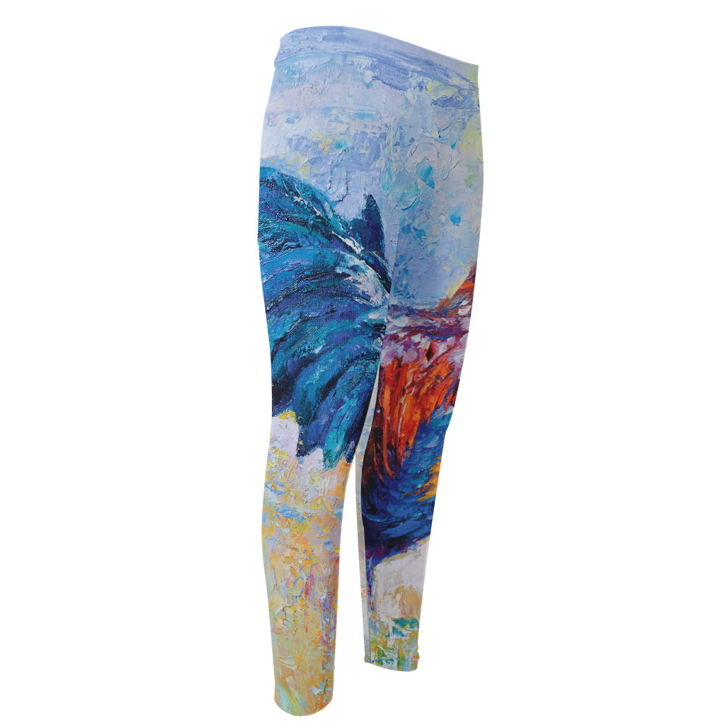 Rooster Painting Print Men's Compression Pants