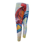 Rooster Painting Print Men's Compression Pants