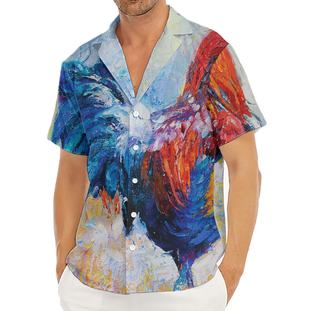 Rooster Painting Print Men's Deep V-Neck Shirt