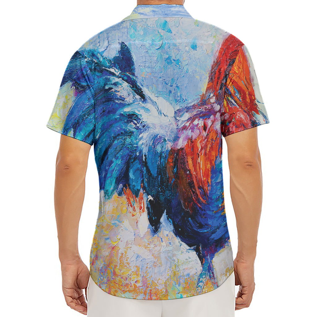 Rooster Painting Print Men's Deep V-Neck Shirt