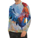 Rooster Painting Print Men's Long Sleeve Rash Guard