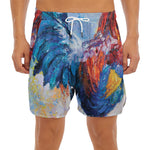 Rooster Painting Print Men's Split Running Shorts