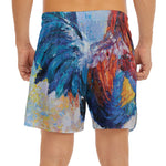 Rooster Painting Print Men's Split Running Shorts