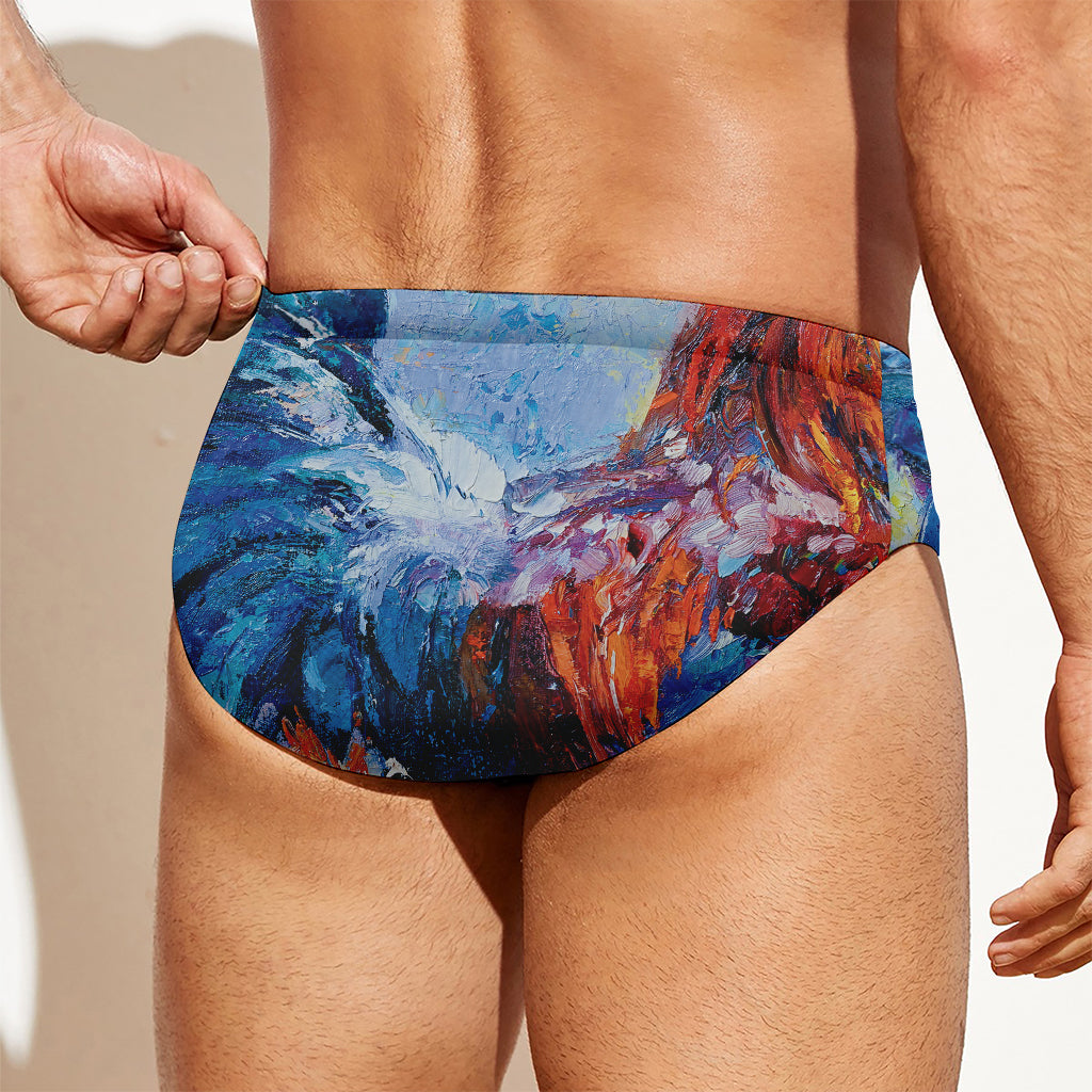 Rooster Painting Print Men's Swim Briefs