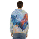 Rooster Painting Print Men's Velvet Pullover Hoodie