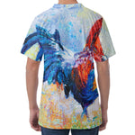 Rooster Painting Print Men's Velvet T-Shirt