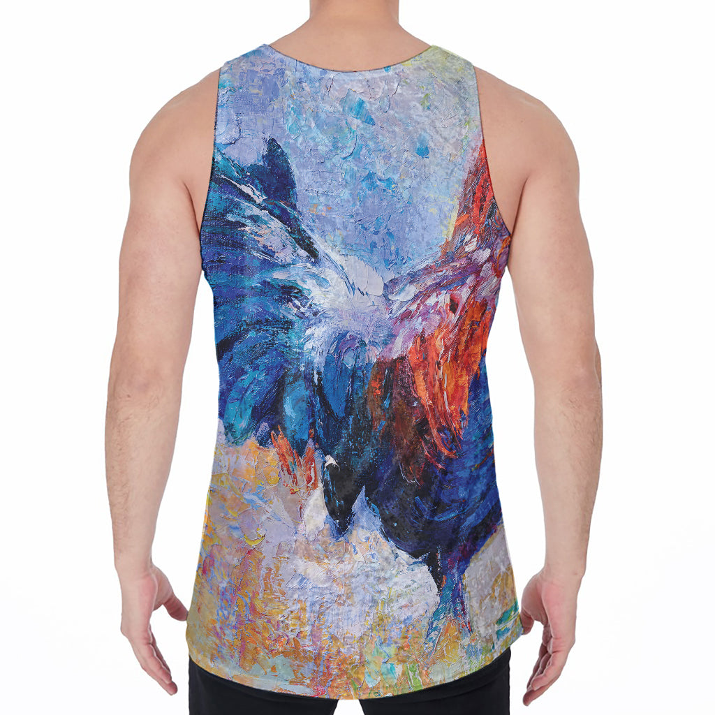 Rooster Painting Print Men's Velvet Tank Top