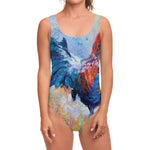 Rooster Painting Print One Piece Swimsuit
