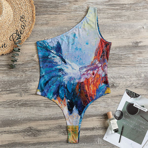 Rooster Painting Print One Shoulder Bodysuit