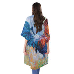 Rooster Painting Print Open Front Beach Cover Up