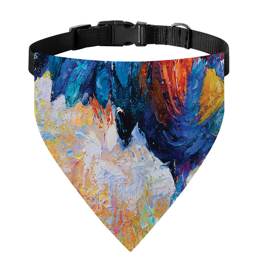 Rooster Painting Print Over The Collar Dog Bandana