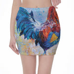 Rooster Painting Print Pencil Mini Skirt