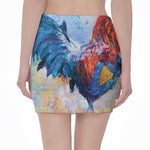 Rooster Painting Print Pencil Mini Skirt