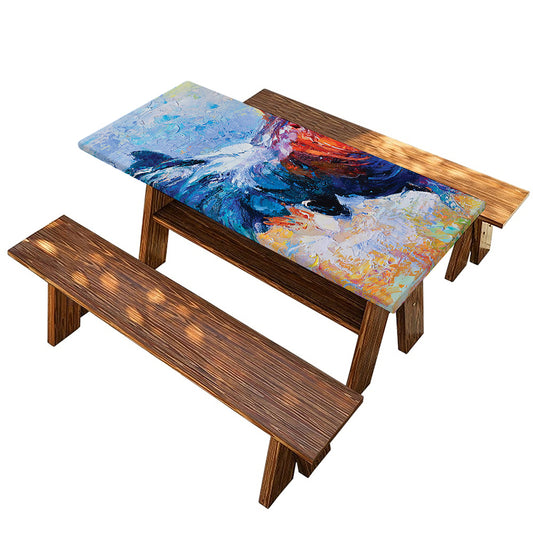 Rooster Painting Print Picnic Table Cover