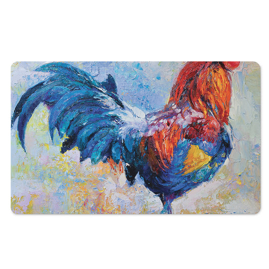 Rooster Painting Print Polyester Doormat