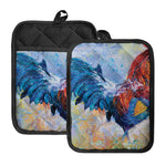 Rooster Painting Print Pot Holders With Pocket