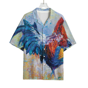 Rooster Painting Print Rayon Hawaiian Shirt