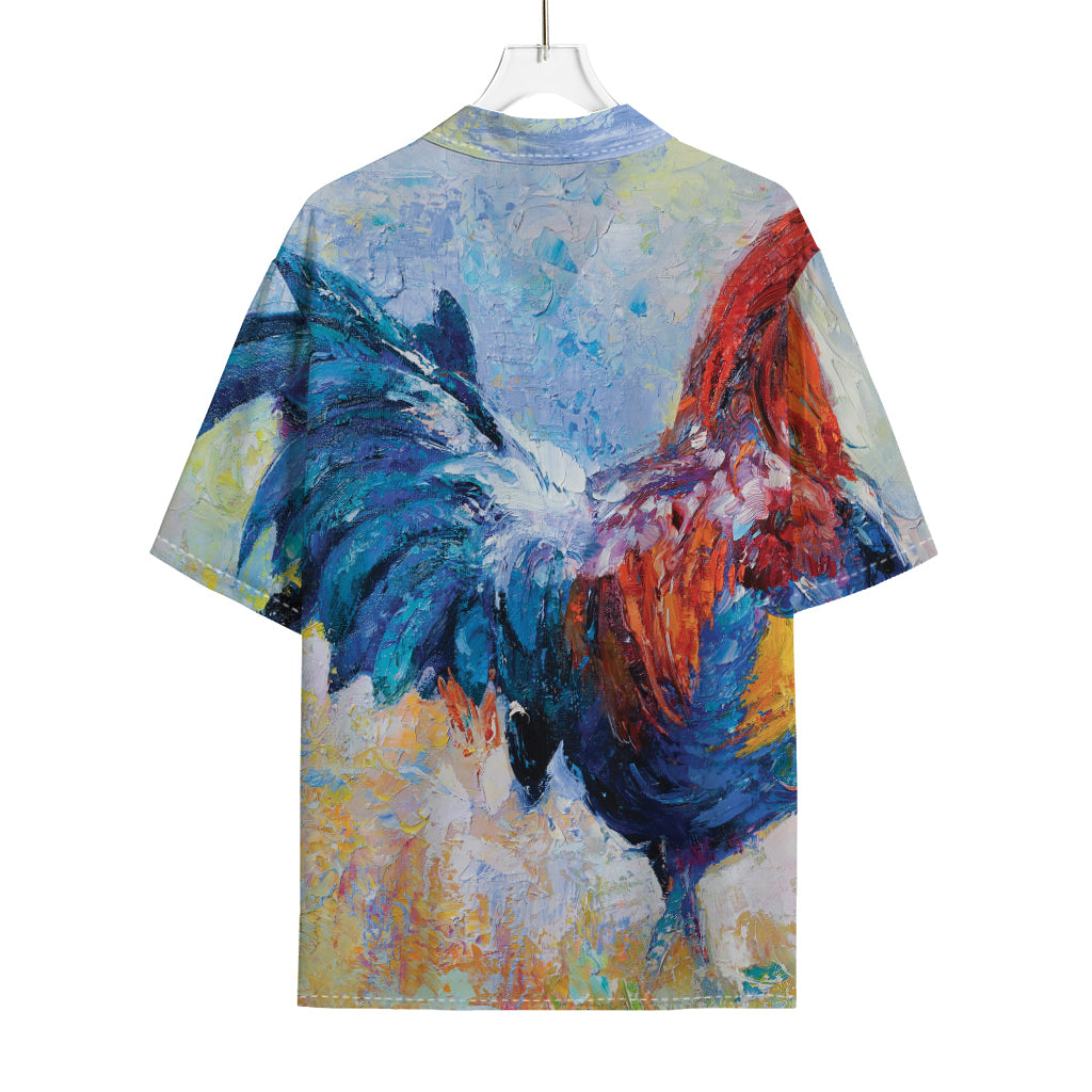 Rooster Painting Print Rayon Hawaiian Shirt