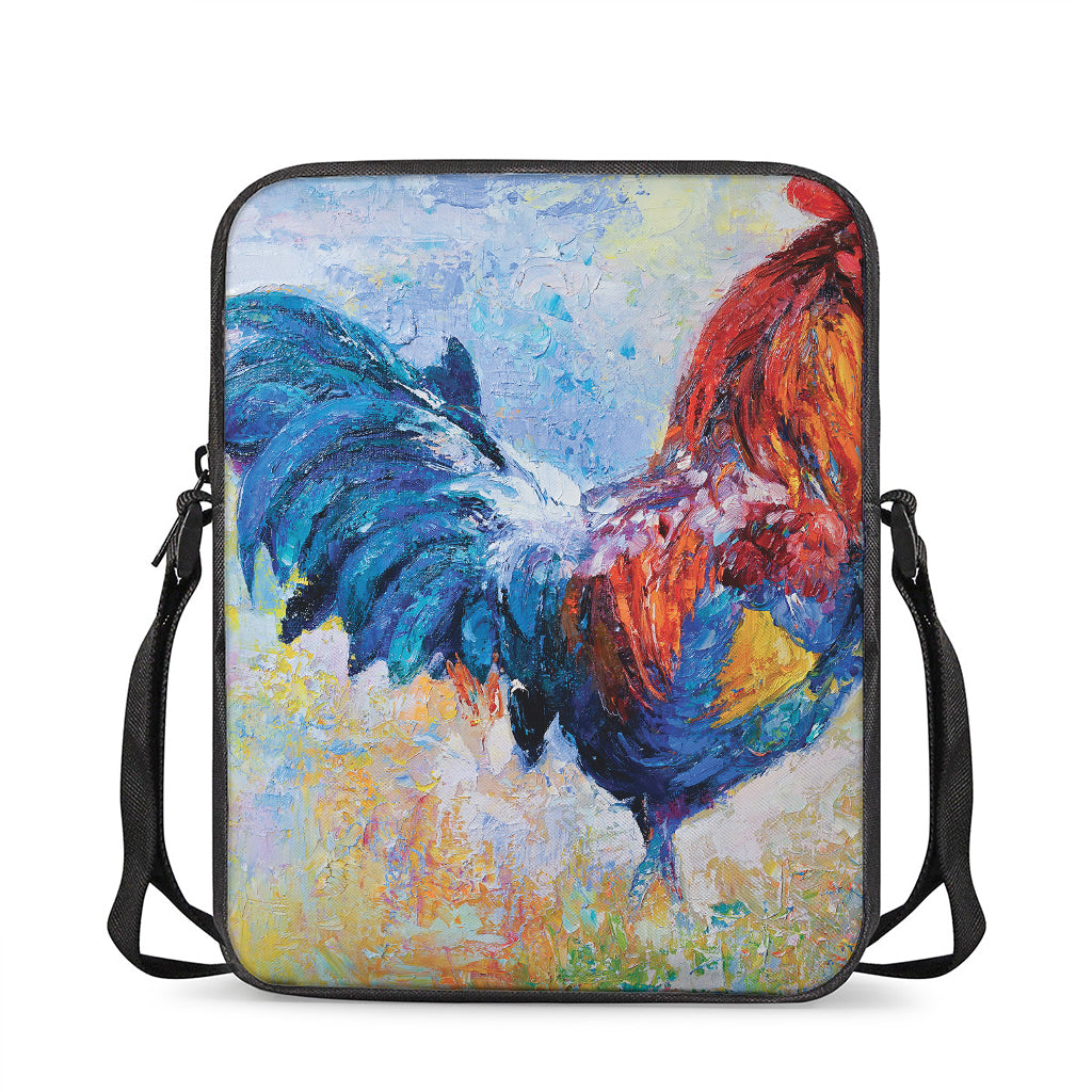 Rooster Painting Print Rectangular Crossbody Bag