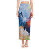 Rooster Painting Print Side Slit Maxi Skirt