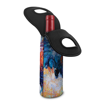 Rooster Painting Print Single Neoprene Wine Tote
