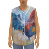 Rooster Painting Print Sleeveless Baseball Jersey