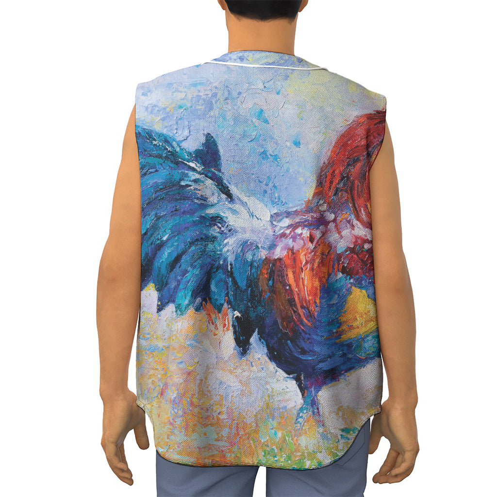 Rooster Painting Print Sleeveless Baseball Jersey