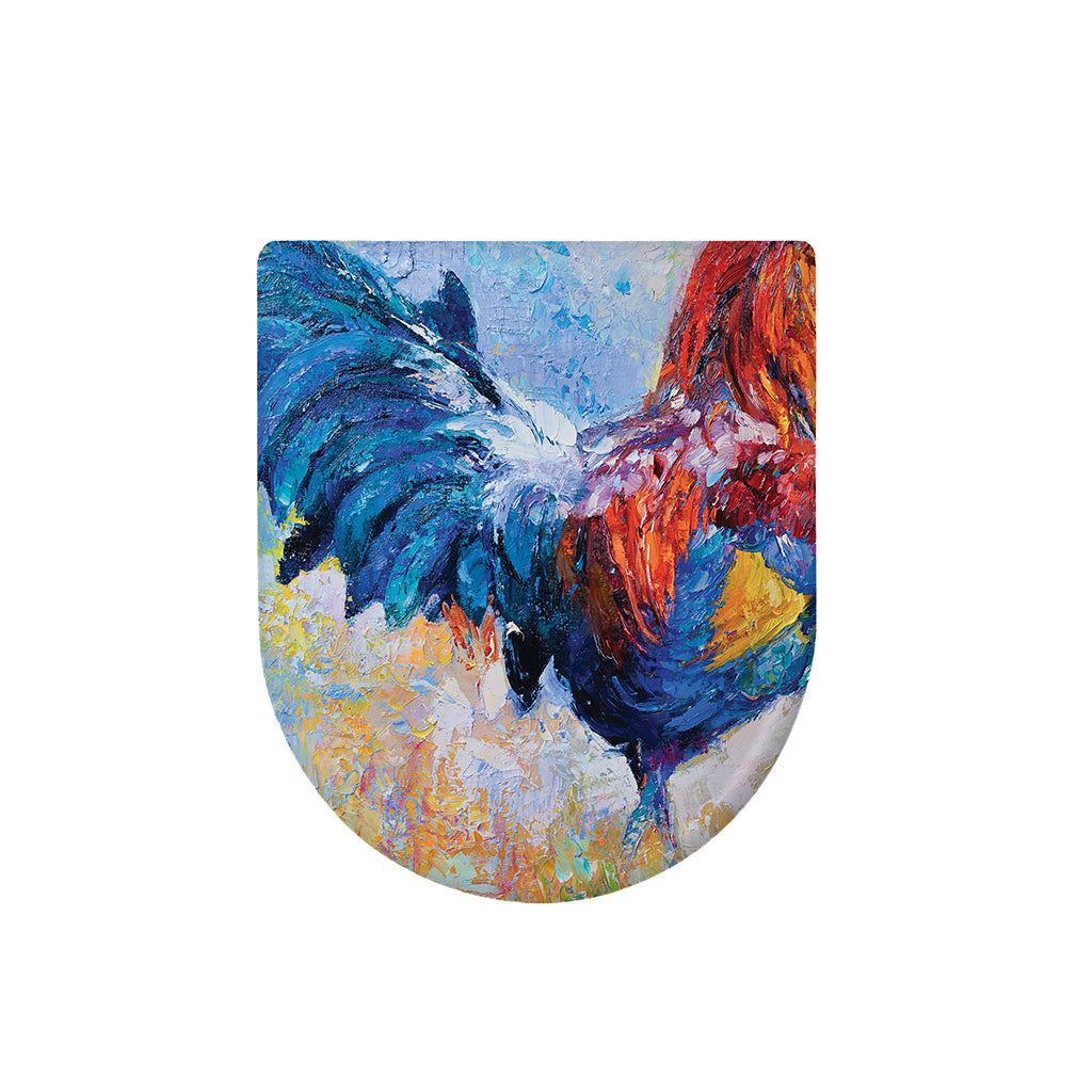 Rooster Painting Print Toilet Lid Cover