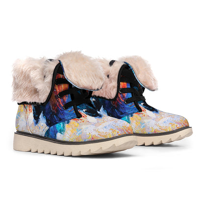 Rooster Painting Print Winter Boots