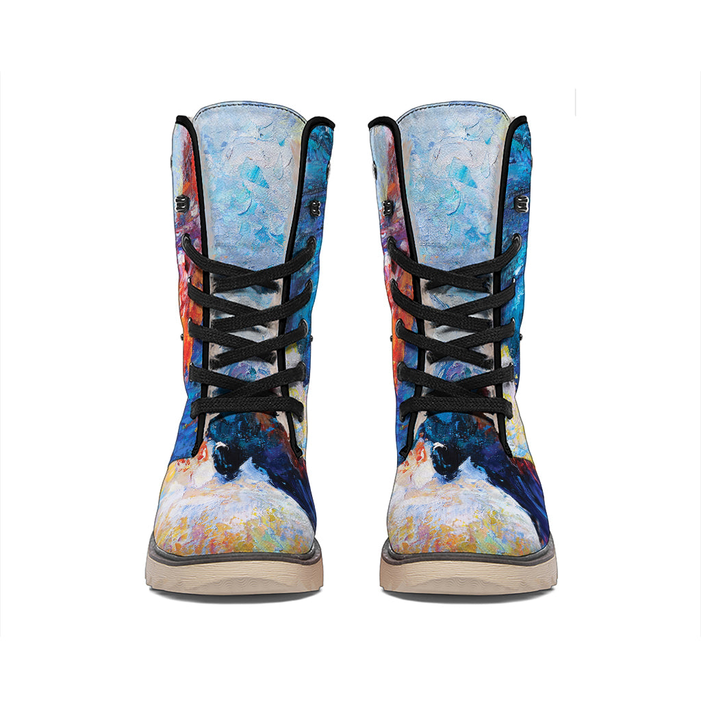 Rooster Painting Print Winter Boots