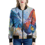 Rooster Painting Print Women's Bomber Jacket