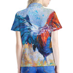 Rooster Painting Print Women's Polo Shirt