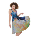 Rooster Painting Print Sleeveless Knee Length Dress