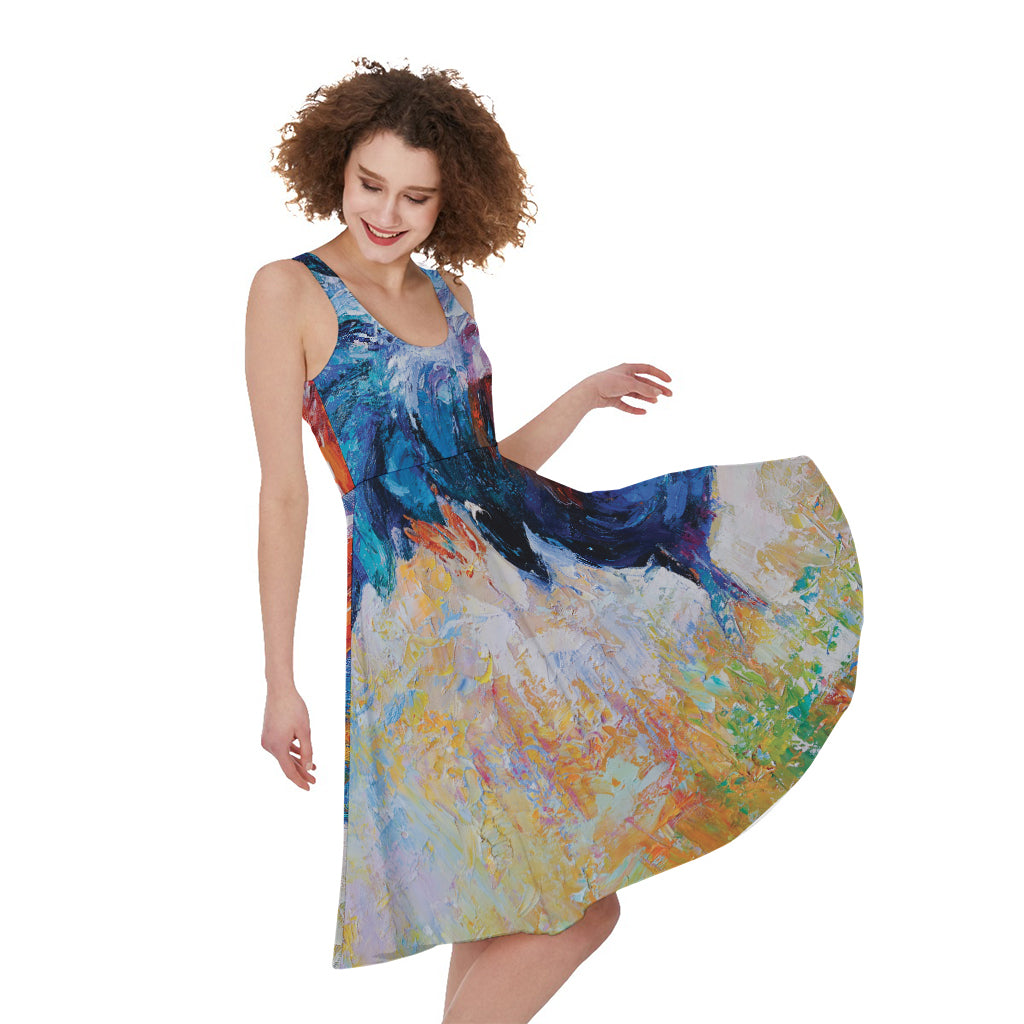 Rooster Painting Print Women's Sleeveless Dress