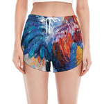 Rooster Painting Print Women's Split Running Shorts